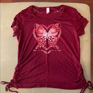 Butterfly wine/maroon top size lg 11/12